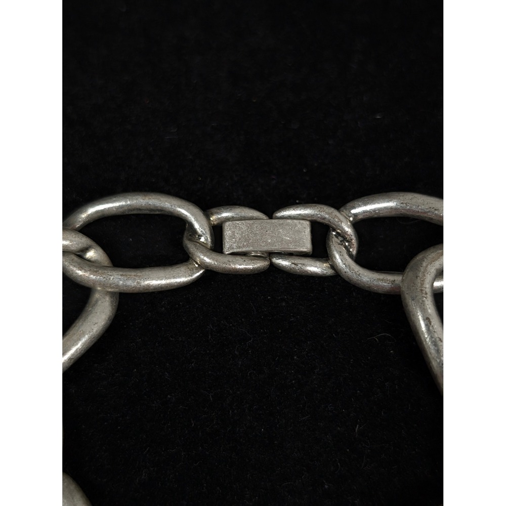 Silver Tone Chain Link Bracelet Distressed Industrial Style 7 Inch - Picture 4 of 6